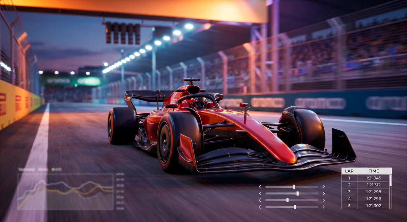 Step-by-step FFB adjustment screenshot with lap time log